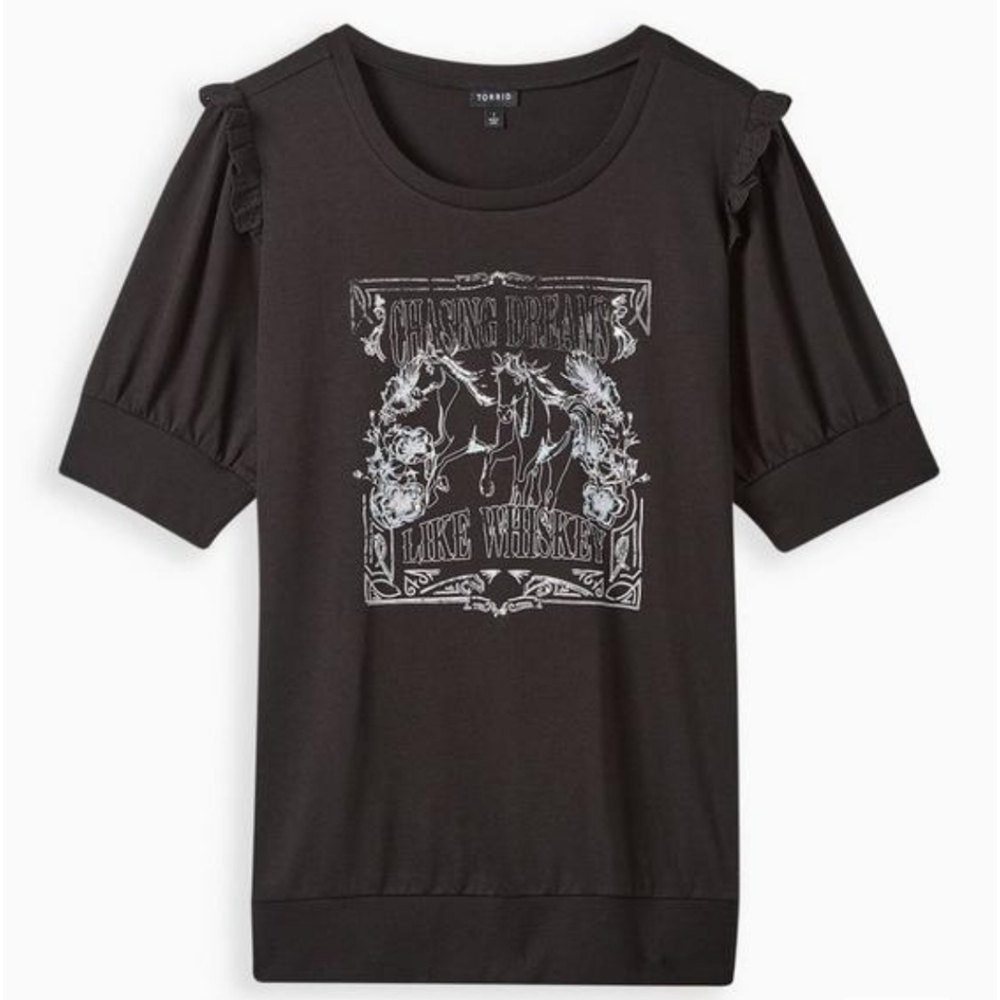 Torrid NWT Graphic Classic Fit Lt Weight French Terry Short Sleeve Sweatshirt s2